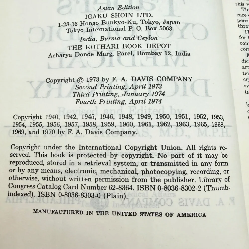 Tabers Cyclopedic Medical Dictionary 12th Edition Illustrated 1974 Thumb Indexed